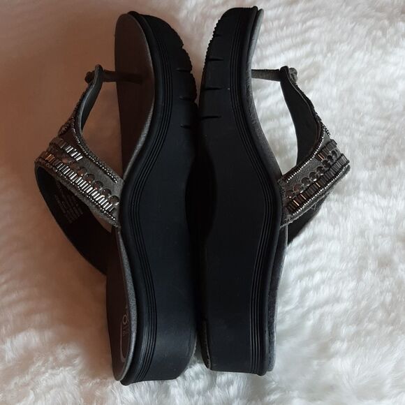 Abeo Bio System Womans Mystic Leather Gray Platform Beaded Sandals 8N - Picture 6 of 12